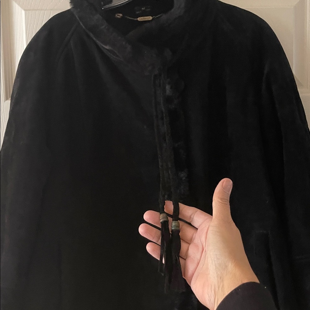 Gallery Black Leather(Suede)Button Front Winter Coat. Size M - Picture 2 of 10